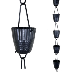 Picture of Rain Chains by JASINC Hammered Ruffle Rain Chain Black 8.5 ft JAS3003BLK