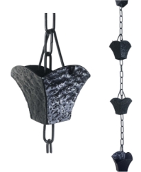 Picture of Rain Chains by JASINC Scalloped Square Rain Chain Black 8.5 ft JAS2002BLK 