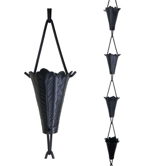 Picture of Rain Chains by JASINC Leaf Rain Chain Black 8.5 ft JAS8002BLK  