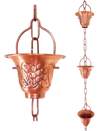 Picture of Rain Chains by JASINC Pure Copper Grape Vine Rain Chain 8.5 ft JAS8005C